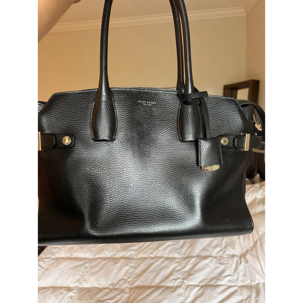 Henri Bendel Black Pebble Leather Tote with Gold Hardware Authentic